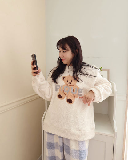 【起毛】ふわふわくまさんパジャマセット