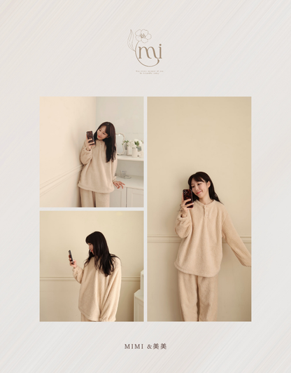 【起毛】もこもこテディベアパジャマセット