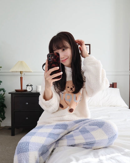 【起毛】ふわふわくまさんパジャマセット