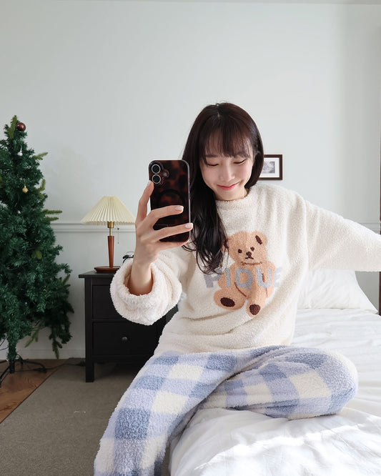 【起毛】ふわふわくまさんパジャマセット