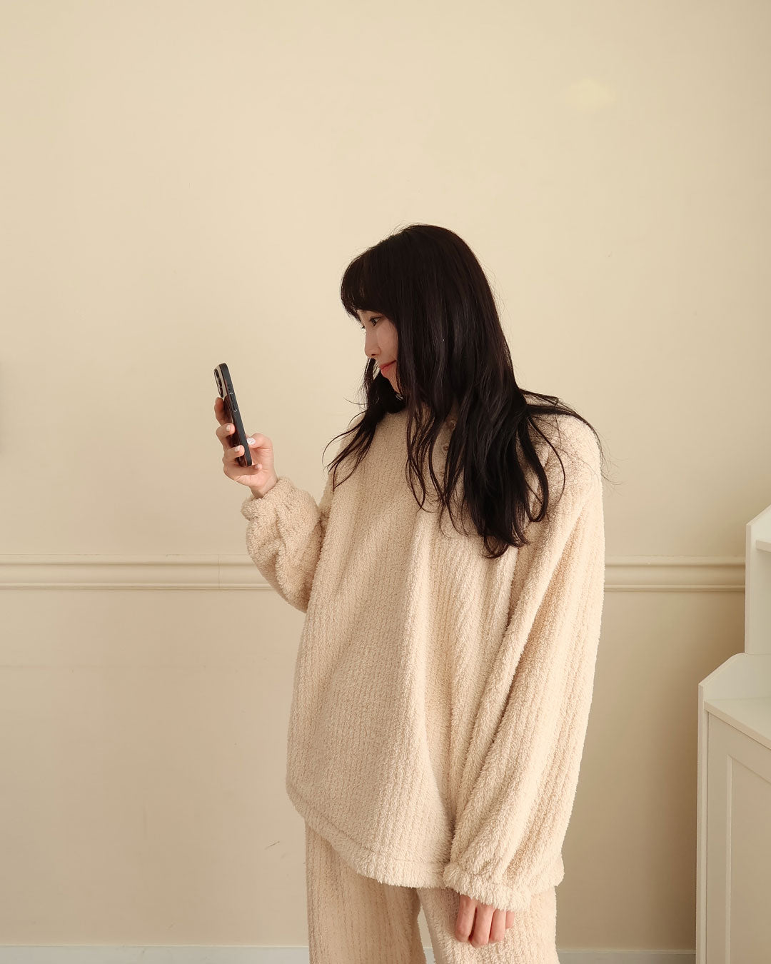 【起毛】もこもこテディベアパジャマセット