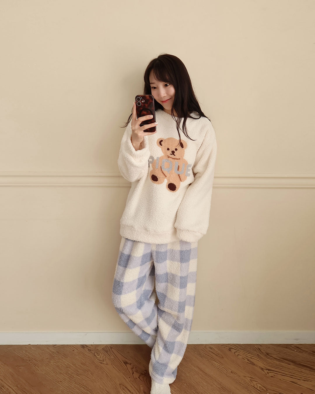 【起毛】ふわふわくまさんパジャマセット
