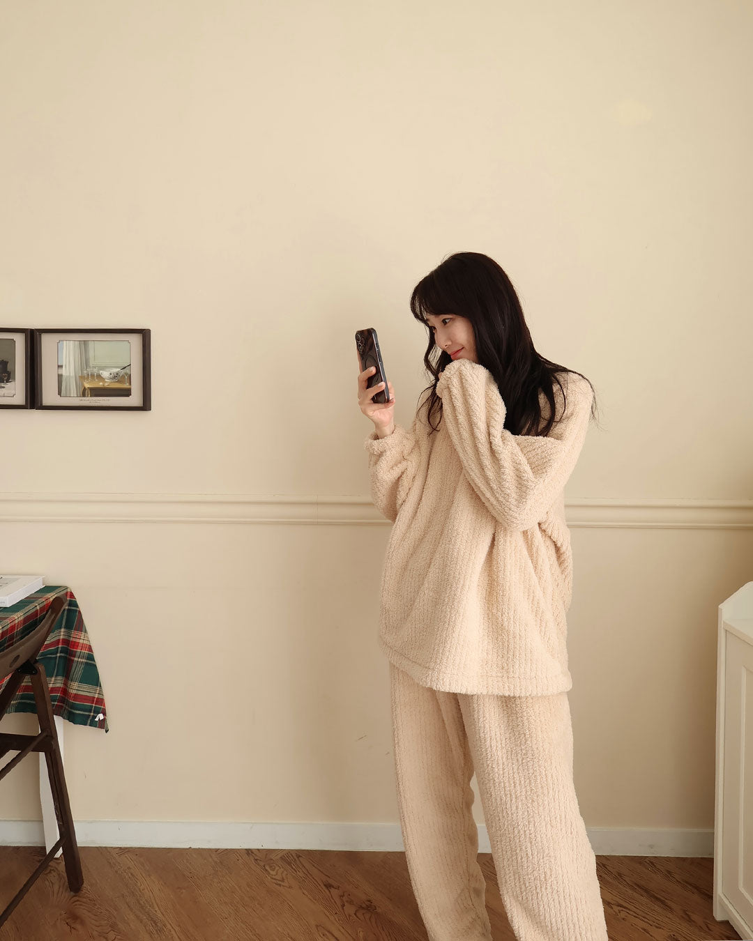 【起毛】もこもこテディベアパジャマセット