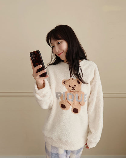 【起毛】ふわふわくまさんパジャマセット