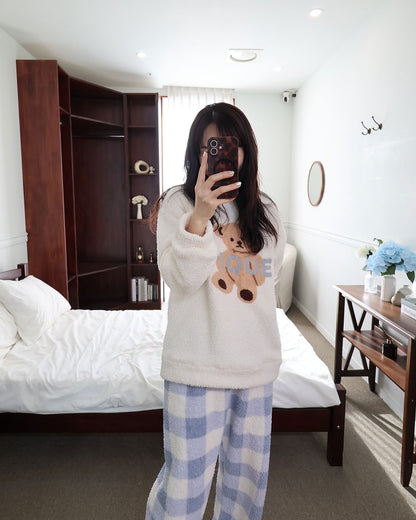 【起毛】ふわふわくまさんパジャマセット