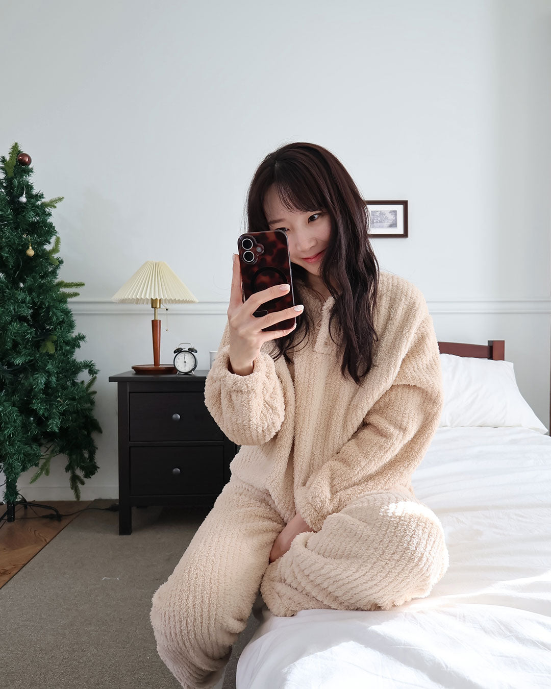 【起毛】もこもこテディベアパジャマセット